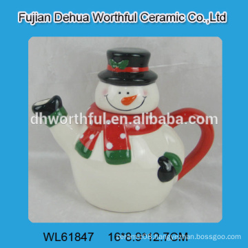 Funny snowman shaped ceramic teapot bulk for christmas ornaments